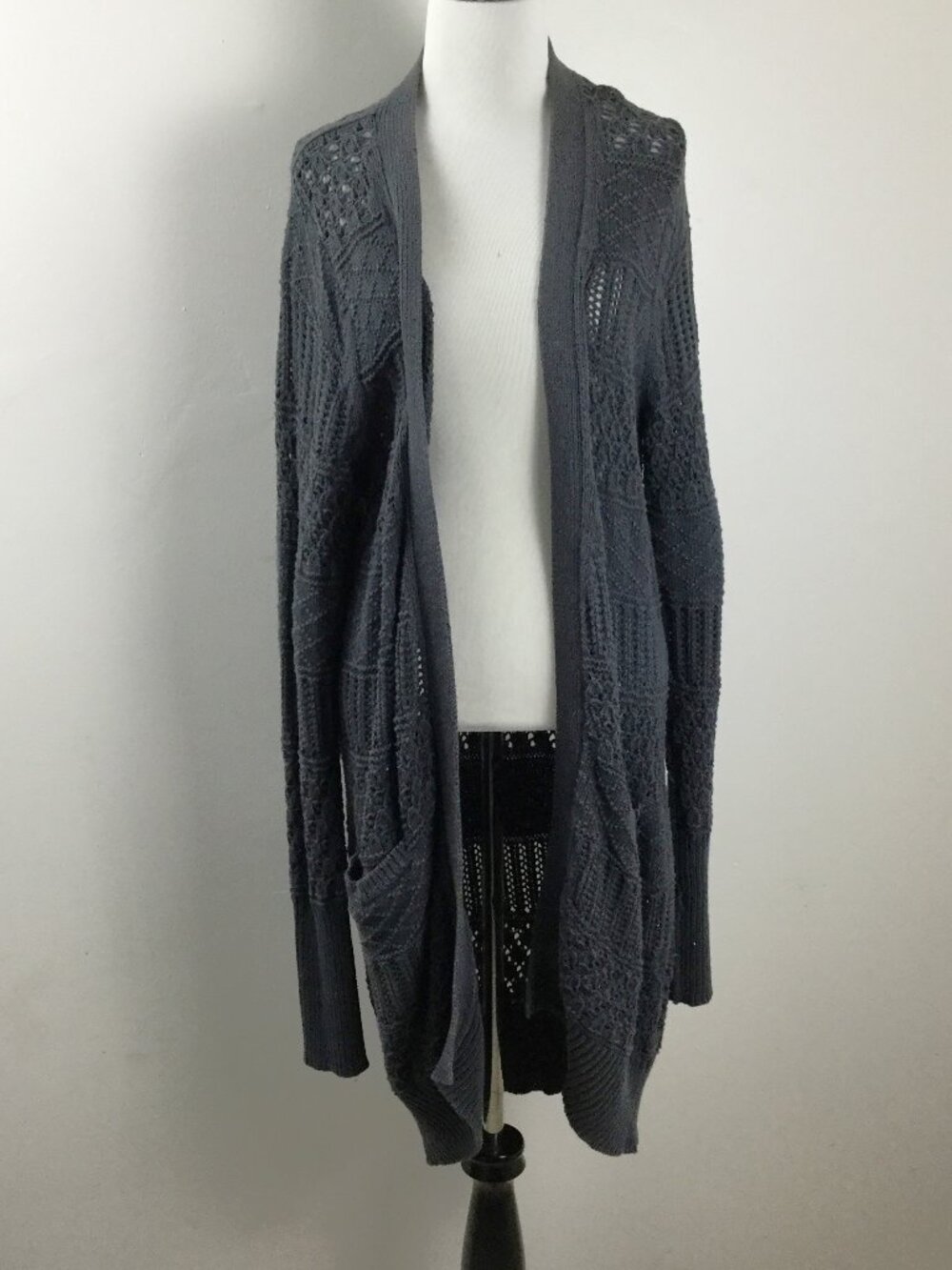 GAP Charcoal Open Front Loose Knit Cardigan xl